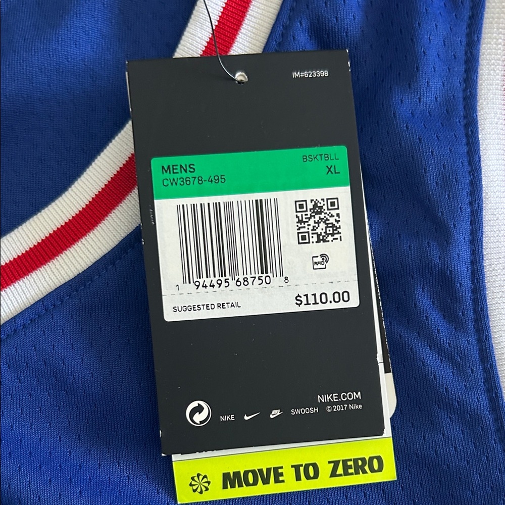 Joel Embiid Nike PHILA #21 Royal Blue Basketball Jersey with White and Red Trim - Picture 6 of 7